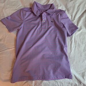 Vineyard Vines Blue and Pink Striped Performance Polo